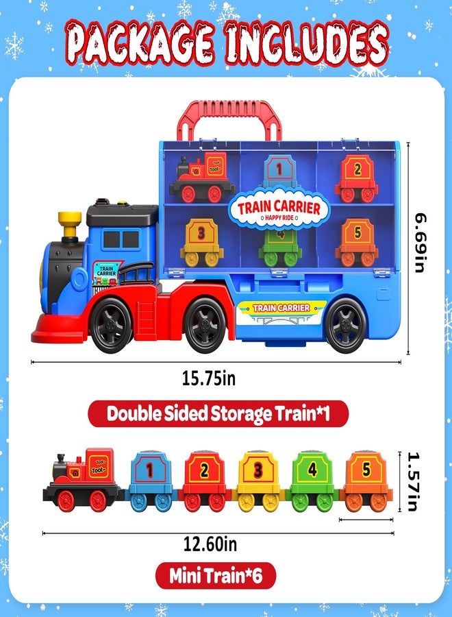 AuroTops Toys for 3 4 5 6 Year Old Boys for Kids Girl Boy Toys,2-in-1 Toddler Toy Trucks Christmas Train Set with Light & Sounds Include 1 Transport Toy Trucks,6 Magnetic Trains - Image 2